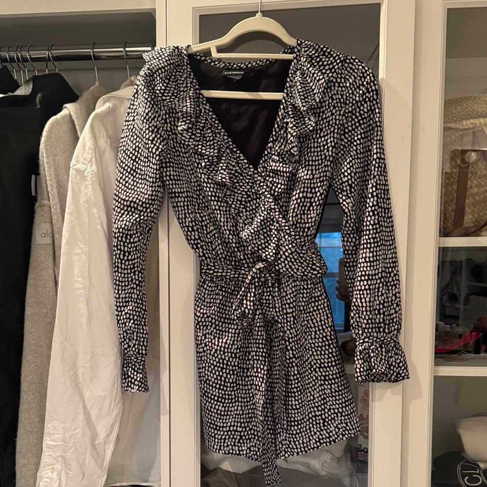Club Monaco Black and White Patterned Romper